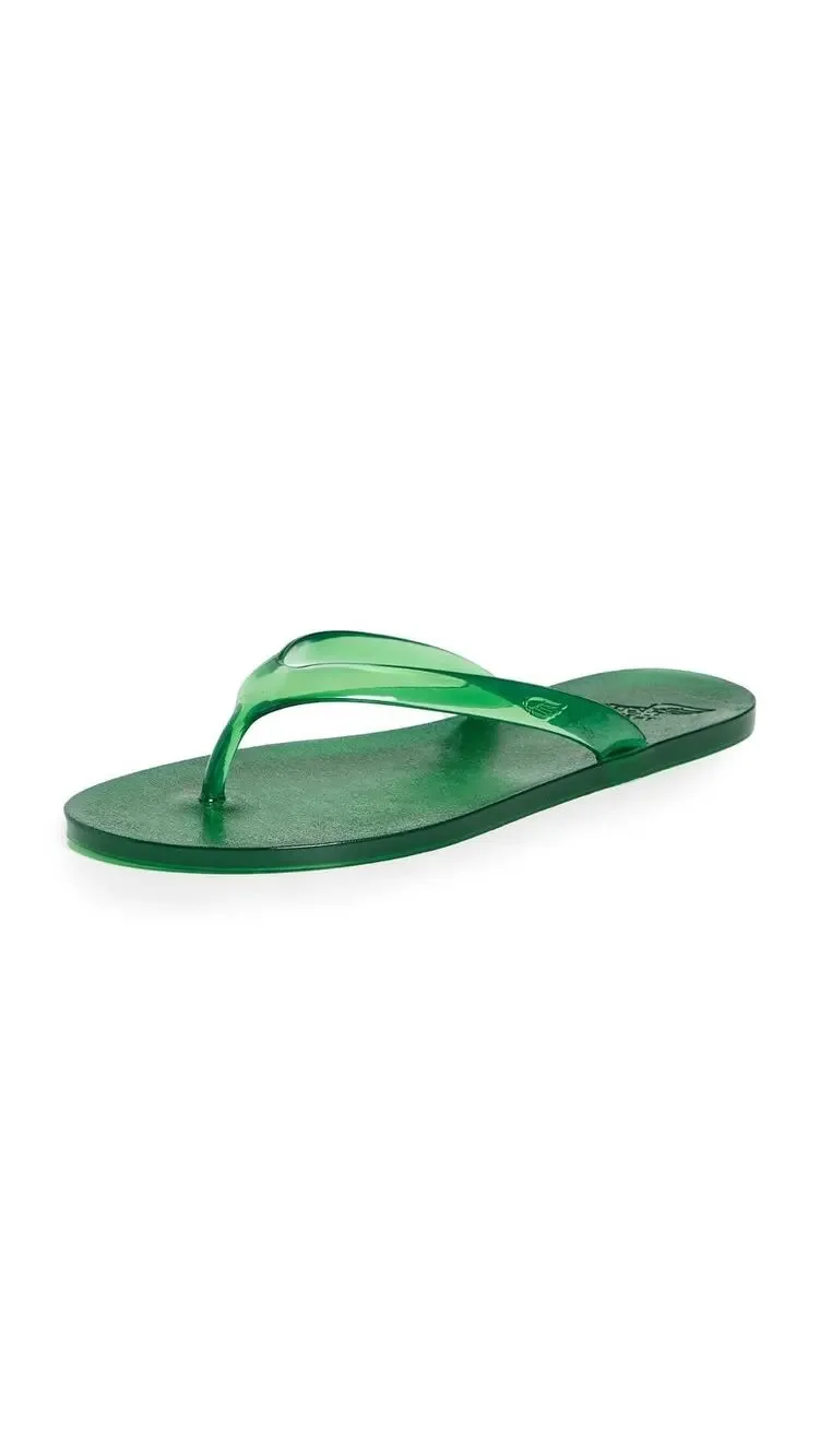 ANCIENT GREEK SANDALS WOMEN'S JELLY FLIP FLOPS, GREEN, 9 MEDIUM US